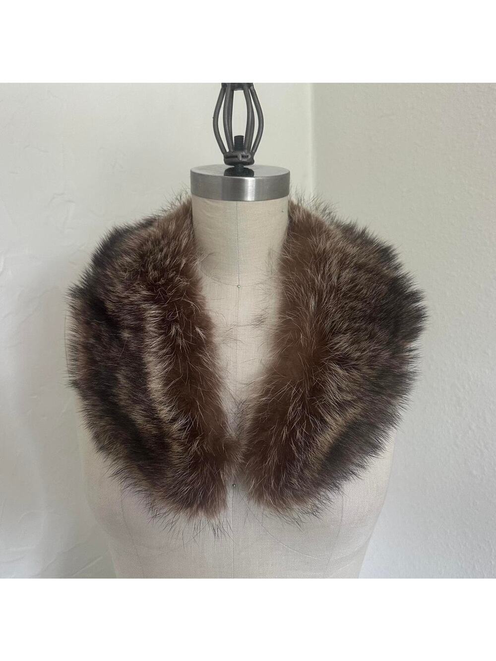 Vintage Fox Fur Collar Brown Tones Glam Statement Wrap Stole